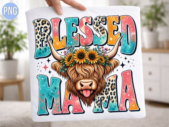 Download Blessed Mama Highland Cow Floral PNG - Blessed mama Collection