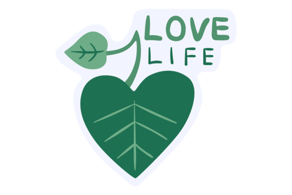 Download Love Life Sticker with Green Leaf. Ecolo - Love life Collection